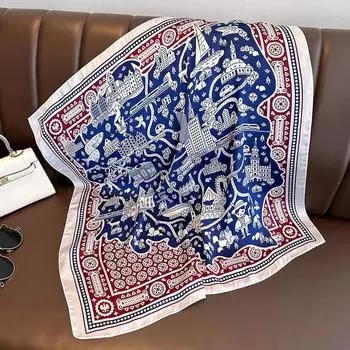 Роскошный дизайн шелковый атласный квадратный шарф фуляр женский шейный платок с принтом женские модные повязки для волос бандана повязка на голову аксессуары 70x70cm