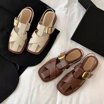 Роскошный дизайн женские сандалии кожаные летние туфли на плоской подошве женские гладиаторские туфли туфли-лодочки офисные женские сандалии 35 коричневый