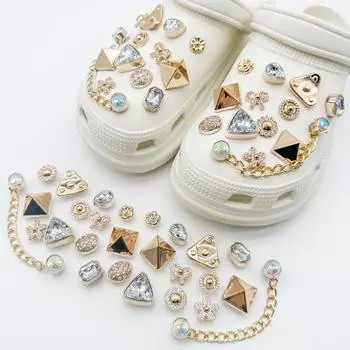 Роскошный дизайнерский брелок для обуви Crocs DIY Винтажные металлические стразы Украшения для обуви Пряжка для Croc Брелоки Аксессуары для обуви