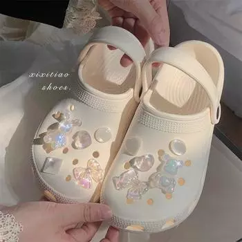 Роскошный дизайнерский брелок для обуви Crocs DIY Crystal Rhinestone Кролик украшение для обуви Пряжка для Croc Charms Hole Shoes Accessories