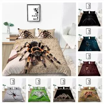 Роскошный домашний комплект постельного белья с 3D-узором паука, полноразмерное пододеяльник и наволочка, 2 или 3 моющихся и удобных постельных белья с принтом насекомых UK Single 135x200cm