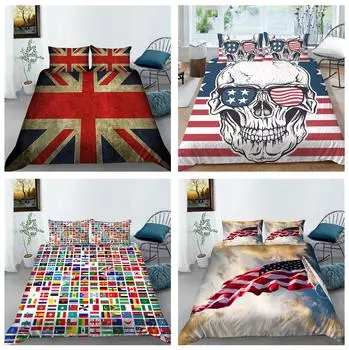 Роскошный домашний комплект постельного белья с принтом флага, пододеяльник, наволочка, домашний комплект постельного белья, AU/EU/US, полноразмерная односпальная/двуспальная кровать, мебель для дома Baby 100x135cm