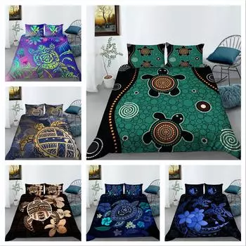 Роскошный домашний комплект постельного белья с 3D-черепахой, полноразмерное одеяло и наволочка, 2 или 3 принта морских животных, удобное моющееся постельное белье для спальни UK Single 135x200cm