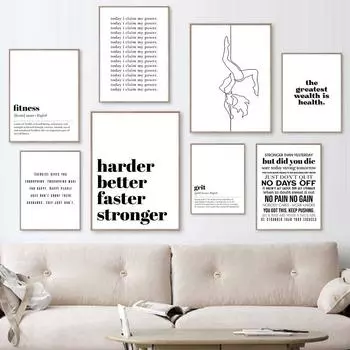 Роскошный домашний тренажерный зал Плакат Холст Художественная печать Мотивирующие спортивные цитаты Настенный декор Девушки Фитнес Подарок Картина на холсте Украшение 21x30cm No Framed белый