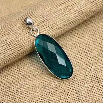 Роскошный драгоценный камень индиколит ручной работы из стерлингового серебра 925 пробы, ювелирный кулон для свадебного подарка 2.00 Inches синий