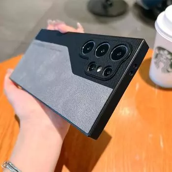 Роскошный двухцветный чехол S24 S23 Ultra для Samsung Galaxy S24 S21 S22 S23 Ultra S24 Plus с рисунком из искусственной кожи, тонкий чехол S24Ultra For Samsung S21 синий