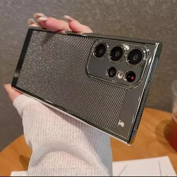 Роскошный дышащий сетчатый охлаждающий чехол с покрытием для Samsung S25 S24 S23 S22 S21 Ultra Plus, защитный чехол для объектива телефона For Samsung S24 Ultra чёрный