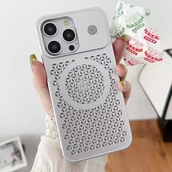 Роскошный дышащий теплоотводящий ароматизатор магнитный чехол для Magsafe для iPhone 16 15 14 13 12 Pro Plus Max беспроводной зарядный чехол For iPhone 12 Promax тёмно-синий