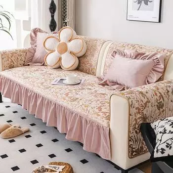 Роскошный европейский розовый чехол для дивана, четыре сезона, универсальная синельная подушка для дивана, украшение для дома, гостиной, жаккардовые чехлы для диванов 50x60