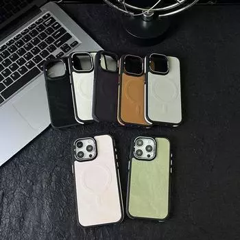 Роскошный фланелевый матовый магнитный чехол для iPhone 16 Pro Max 15 14 Pro 13 однотонный металлический держатель объектива ударопрочный для чехла для телефона MagSafe iPhone 16 античный белый