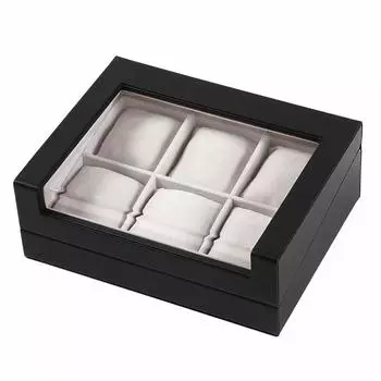 Роскошный футляр для хранения часов IGIMI Watch Storage, черный, из синтетической кожи, 6 предметов, с окном, IG-ZERO 62A-1, подлинный импортный продукт