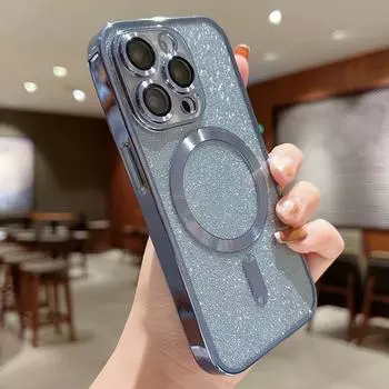 Роскошный гальванический чехол для телефона Magsafe с беспроводной зарядкой для iPhone 14 13 12 11 Pro Max Plus, мягкий бампер с блестками For iPhone 14