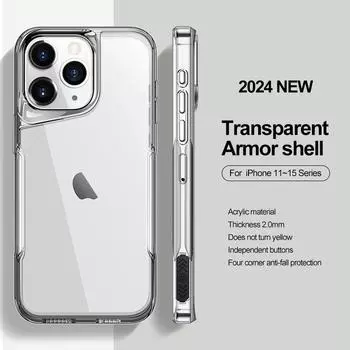 Роскошный чехол для телефона с мягкой рамкой из гальванизированного ТПУ для iPhone 11 12 13 14 15 16 Pro Max, ударопрочный корпус, акриловая прозрачная задняя крышка For iPhone 15 чистый