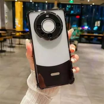 Роскошный гальванический четырехугольный чехол для телефона с защитой от падения для Huawei Mate 60 Mate 60 Pro, прозрачный противоударный чехол из ТПУ Huawei Mate 60 чёрный