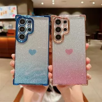 Роскошный гальванический градиентный флэш-пудровый чехол для мобильного телефона из ТПУ для Samsung S24 Ultra S23 Plus S22 Note 20, защитный чехол с защитой от падения Samsung Note 20 Ultra чёрный