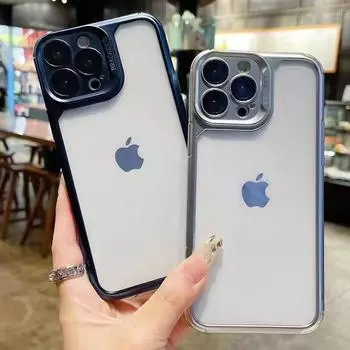 Роскошный гальванический мягкий бронированный прозрачный чехол для телефона для iPhone15 14 13 12 11 Pro Max Plus, чехлы, прозрачная противоударная задняя крышка For iPhone 15&For Galaxy S9+