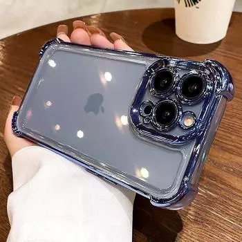 Роскошный гальванический прозрачный чехол для телефона для iPhone 14 13 12 11 Pro Max Plus X Xs XR Max, противоударный прозрачный чехол-бампер iPhone 14 Pro Max чёрный