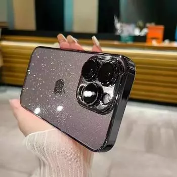 Роскошный гальванизированный блестящий чехол для телефона iPhone 11 12 13 14 15 16 Pro Max Plus Ultra прозрачный бампер противоударные чехлы крышка iPhone 15 чёрный