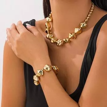 Роскошный геометрический нерегулярный CCB бисерный комплект ожерелий для женщин, модные серебряные золотые цвета, бусины, браслеты-цепочки для ключицы, ювелирные изделия