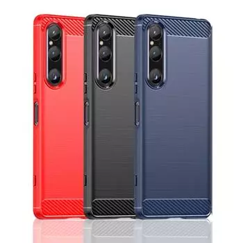 Роскошный гибкий чехол из ТПУ для Sony Xperia 10 VI 1 V 5 IV III Защитный чехол с текстурой из углеродного волокна Защитный чехол Fundas Hlle Sony Xperia 5 III чёрный