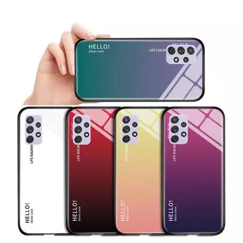 Роскошный глянцевый чехол «Hello» Aurora Rainbow Gradient, противоударный чехол из закаленного стекла для Samsung Samsung A01