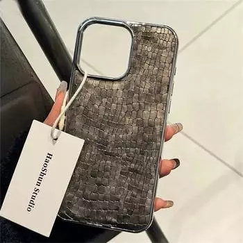 Роскошный глянцевый чехол с крокодиловым узором для iPhone 16 15 14 13 12 11 Pro Max Plus с покрытием Cool Armor, ударопрочный, яркий цветной чехол iPhone 16 Plus чёрный