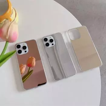 Роскошный глянцевый чехол-зеркало для макияжа для iPhone 16 Pro Max 15 14 13 12 Pro 11, прозрачный мягкий бампер из ТПУ, тонкий противоударный защитный чехол для телефона iPhone 15 золотой