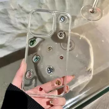 Роскошный глянцевый прозрачный эпоксидный чехол с бриллиантами для iPhone 16 15 14 13 12 11 Pro Max X XS XR 7 8 Plus SE 3 блестящий силиконовый чехол со стразами iPhone 16 Pro Max