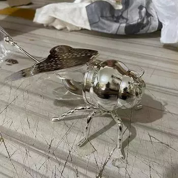 Роскошный горшок для пчелиного меда, банка для хранения меда, декоративный орнамент, банка для пчел, прозрачная банка для приправ, кухонная банка для специй с ложкой серебряный