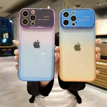 Роскошный градиентный чехол для больших оконных линз из ТПУ для iPhone 14 13 12 11 Pro Max, комплексные чехлы для защиты от падения iPhone 14 Pro Max белый