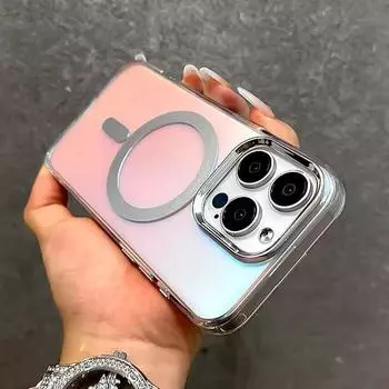 Роскошный градиентный красочный чехол для iPhone 16 15 14 13 Pro Max 15Pro 14Pro 13Pro iPhone15 iPhone16 для Magsafe Charge Полные чехлы iPhone 16 Pro Max красный