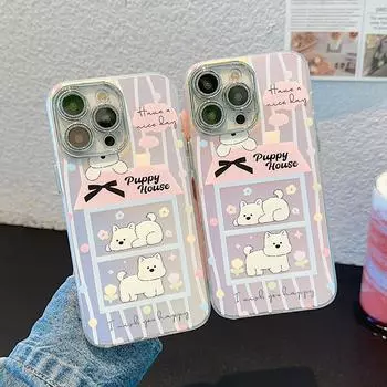 Роскошный градиентный лазерный чехол для телефона с мультяшным рисунком для iPhone 11 12 13 14 15 Pro Max 15Pro противоударный мягкий чехол IMD iPhone 15 Pro Max белый