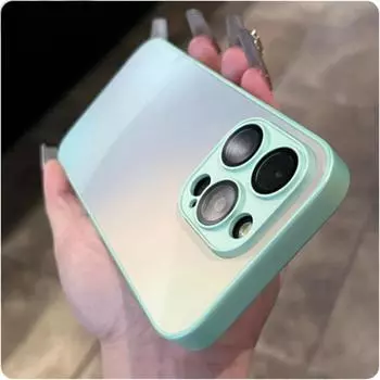 Роскошный градиентный лазерный матовый чехол для телефона для iPhone 15 Pro Max 14 13 12, стеклянный объектив, защита камеры, противоударный бампер, жесткий чехол iPhone 15 Pro Max белый