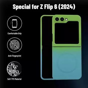 Роскошный градиентный магнитный чехол для Samsung Galaxy Z Flip 6 5 4 3 Мягкий силиконовый магнитный чехол для зарядки для Samsung ZFlip 6 ZFlip6 for Samsung Z Flip 4
