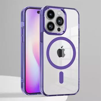 Роскошный HD прозрачный магнитный чехол с беспроводной зарядкой для IPhone 15 14 13 12 Pro Max 15 Plus для противоударного бампера Magsafe For iPhone 12 серый