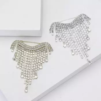 Роскошный индивидуальный сплав горный хрусталь цепочка брошь темперамент универсальный женский костюм кардиган корсаж ювелирные изделия булавка