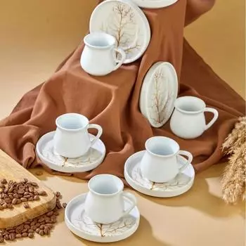 Роскошный керамический набор кофейных чашек Golden Tree White, кофейная чашка