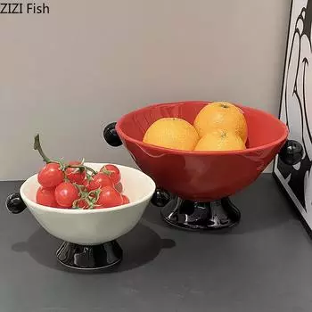 Роскошный керамический высокий поднос для фруктов, свадебная вечеринка, поднос для конфет и закусок Dim Sum, гостиная, мебель для хранения, бытовая посуда, подарки