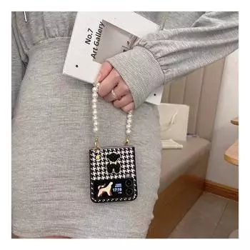 Роскошный классический чехол для телефона с изображением медведя «гусиные лапки» для Samsung Galaxy Z Flip 3 Z Flip 4 Z Flip 5g, кожаный защитный чехол для браслета Para Galaxy Z Flip 3