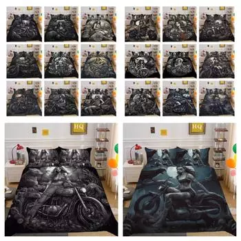 Роскошный комплект пододеяльников, полный комплект домашнего текстиля королевского размера с 3D красивым принтом черепа, комплект постельного белья, мягкий домашний комплект постельного белья UK Single 135x200cm