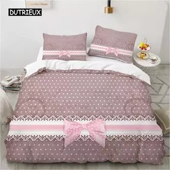Роскошный комплект постельного белья 3D Европейский размер Queen King Double Пододеяльник Комплект постельного белья Удобное одеяло/покрывало Комплект постельного белья Bow Pink EU single(135x200cm)