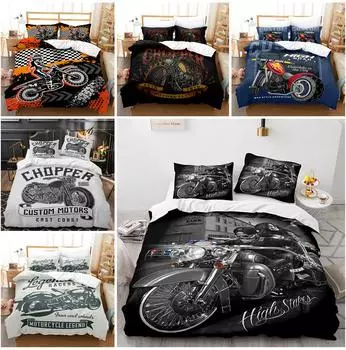Роскошный комплект постельного белья для мотоцикла, пододеяльник, наволочка, домашний комплект постельного белья, AU/EU/US, полноразмерная односпальная/двуспальная кровать Baby 100x135cm