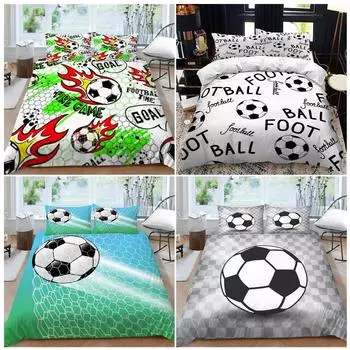 Роскошный комплект постельного белья для дома, спортивный футбольный пододеяльник и наволочка, простыня/двуспальная кровать, полный размер, 2/3 предмета домашнего украшения Baby 100x135cm
