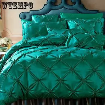 Роскошный комплект постельного белья из 100% хлопка, простой шелковый цветок, ледяной шелк, 4 шт., постельное белье, постельное белье Queen 4pcs красный