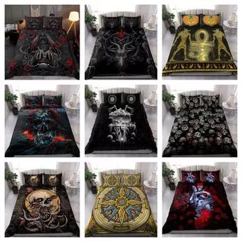 Роскошный комплект постельного белья, пододеяльник, домашний комплект постельного белья с черепом, подарок Single 135x200cm
