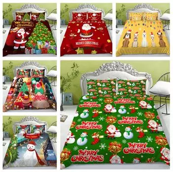 Роскошный комплект постельного белья, рождественское одеяло и наволочка, 2 или 3 рождественских подарка, полноразмерное моющееся удобное постельное белье с принтом UK Single 135x200cm