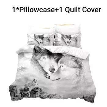 Роскошный комплект постельного белья с волком Пододеяльник Наволочки Комплект Подарок Удобный Single(135*200cm)