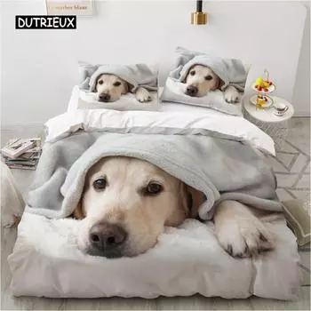 Роскошный комплект постельного белья с изображением собак в 3D-стиле, комплект пододеяльников для собак в Европе Queen King Double Dog, удобный комплект постельного белья с изображением животных EU single(135x200cm)