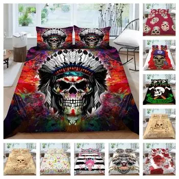 Роскошный комплект постельного белья с 3D черепом, стильный женский вариант, Twin Queen King Size, домашний декор для спальни, наборы одеял UK Single 135x200cm