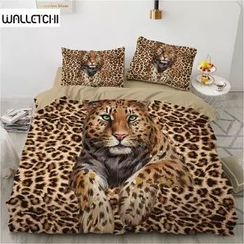 Роскошный комплект постельного белья с леопардовым принтом Queen King Double Duvet Cover Comfortable Quilt Cover Bed Set Animal Leopard Them Wild Animal EU single(135x200cm)